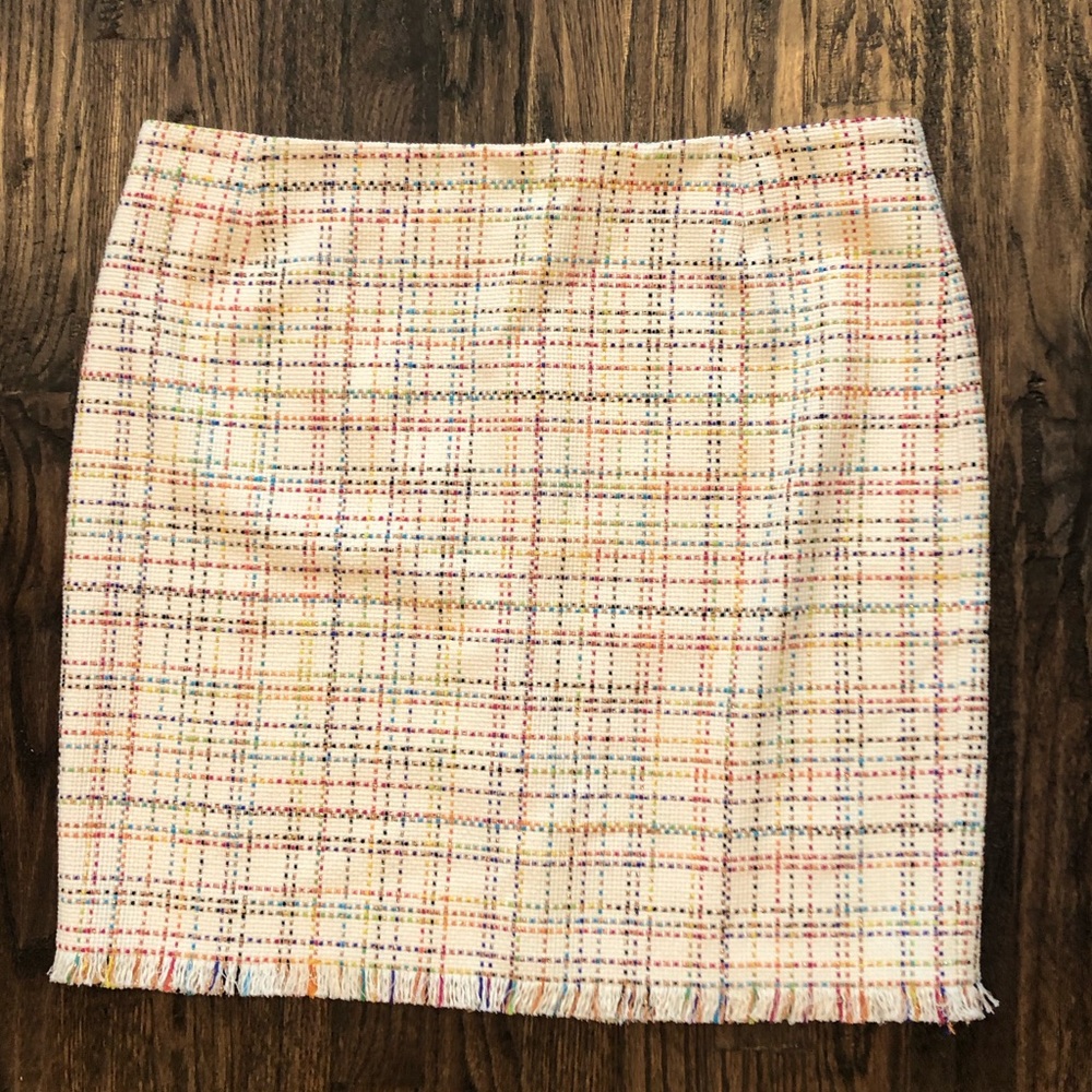 Akris Punto Cream Multicolored Pencil Skirt Sz 14